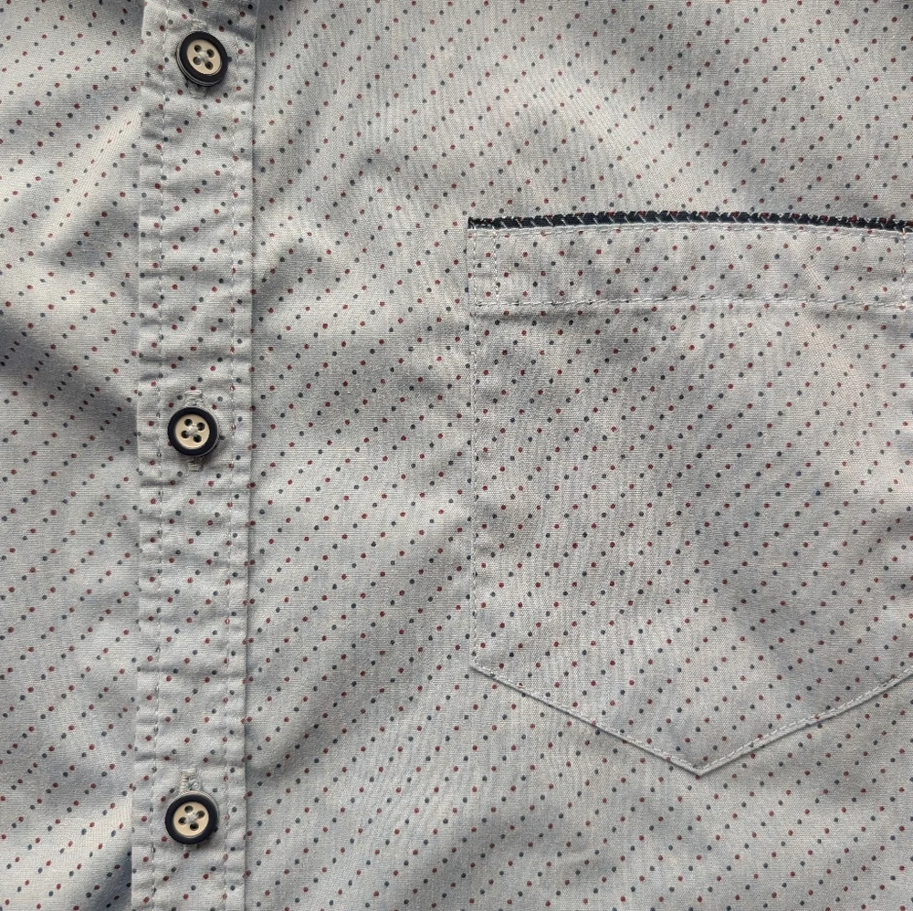 Craft + Flow Men's Dot Print Button Up Long Sleeeve Shirt Light Blue Size Small - Picture 4 of 5